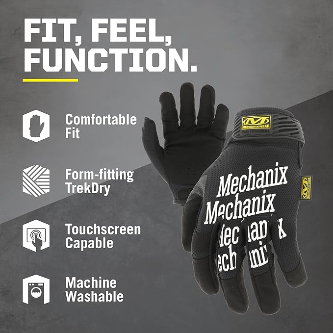 Mechanix Wear Original Work Gloves - Multi-Purpose Outdoor Work Gloves - Secure Fit - Durable & Machine Washable - Breathable & Comfortable - XX-Small - Black