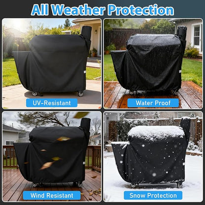 Utheer Grill Cover for Rectec RT-1250, RT-700, RT-680, Flagship 1100 | 600D Heavy Duty, Waterproof, Fade Resistant, Elastic Drawstrings, Wood Pellet Grills