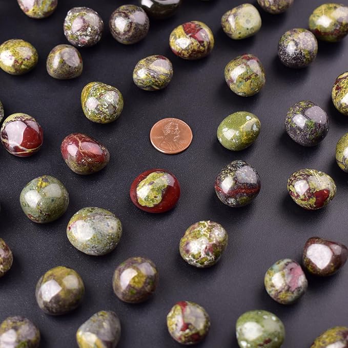 Polished Stone Set Dragon Blood Jasper Crystals, Handpicked Tumbled Gemstones Rocks, Pebbles for Reiki, Chakra, Healing, Home Decor 0.6" Inches 7 Ounces
