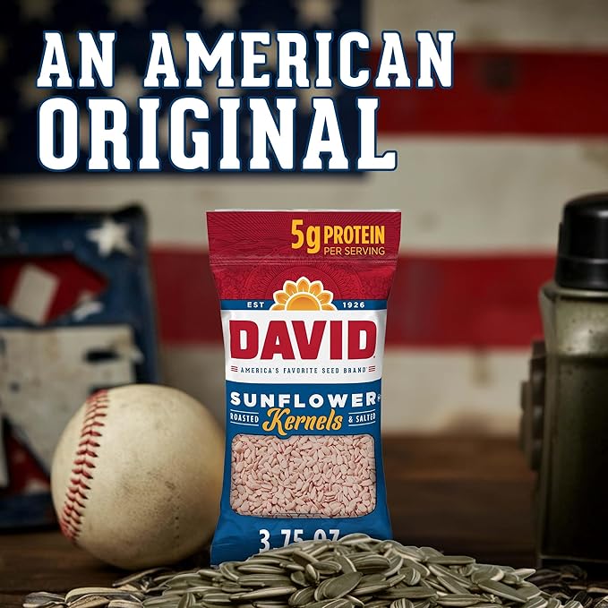 DAVID Sunflower Kernels, Original Flavor, 3.75 oz. (Pack of 12)