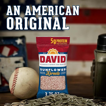 DAVID Sunflower Kernels, Original Flavor, 3.75 oz. (Pack of 12)