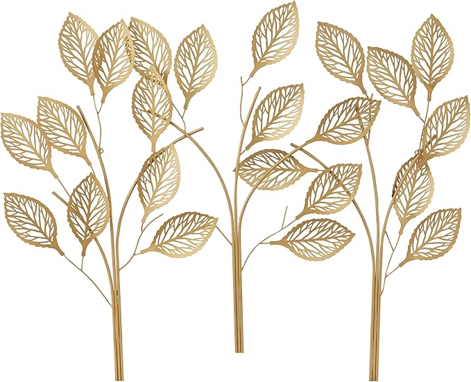 Deco 79 Metal Leaf Home Wall Decor Wall Sculpture, Wall Art 36" x 1" x 29", Gold