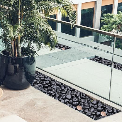 10Ib Black River Rocks for Landscaping-Polished Pebbles for Plants-Garden Decorative Stones-1-2 Large Plant Rocks,Ideal for Aquarium, Home Decor