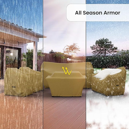 Covers & all Patio Furniture Cover Set, 5 Piece Outdoor Furniture Covers, Water-Repellent UV & Weather-Resistant Covers for Sofa, Loveseat, Chairs & Coffee Table with Elastic Tie-Down & Padded Handles