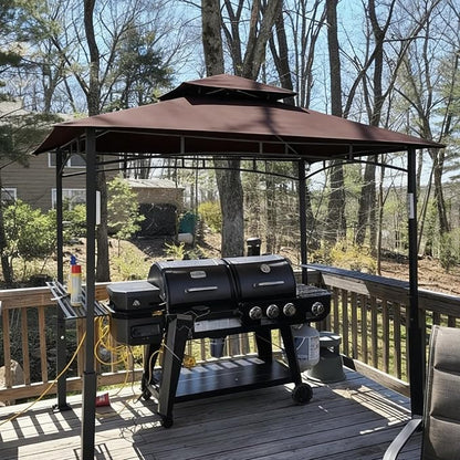 Grill Gazebo Replacement Roof, 5x8ft Outdoor BBQ Gazebo Canopy Cover, Double Tiered Grill Gazebo Replacement Roof for #L-GG001PST-F