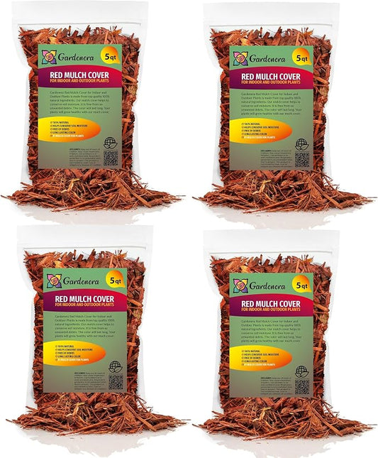 Gardenera Organic Red Mulch - Provide Natural Nutrients for Strong and Resilient Plants - 20 QUARTS