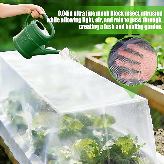 Garden Netting for Raised Beds, 2 Pack Ultra Fine Mesh Plant Covers for 4x2ft Raised Bed to Keep Small Animals Pest Out, Bird Mosquito Barrier Screen for Protecting Vegetables Fruits Flowers