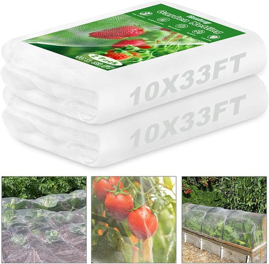 Remiawy Garden Netting, 2 Pack 10 x 33 FT Ultra Fine Garden Mesh Netting for Plants, Gardening Raised Bed Barrier Row Cover Protection Screen for Fruits Flowers Vegetables from Birds Animals Deer