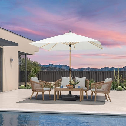 PURPLE LEAF 8' x 8' Square Patio Umbrella Market Umbrella Aluminum Outdoor Table Umbrella with Push Button Tilt & 8 Sturdy Ribs and Crank Square Outdoor Umbrellas for Pool Backyard Deck, Cream