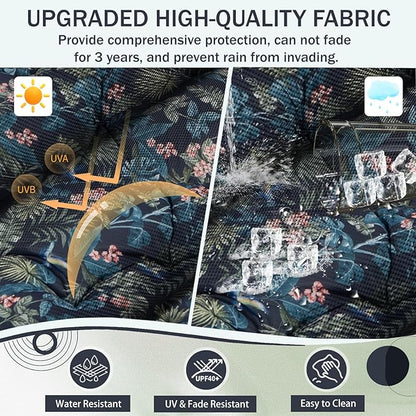 2/3 Seater Swing Replacement Cushion, Waterproof Porch Swing Cushions with Backrest, Thickened Bench Cushions for Outdoor Furniture, for Outdoor Patio Swing (Hummingbird, 70.8 * 40in)