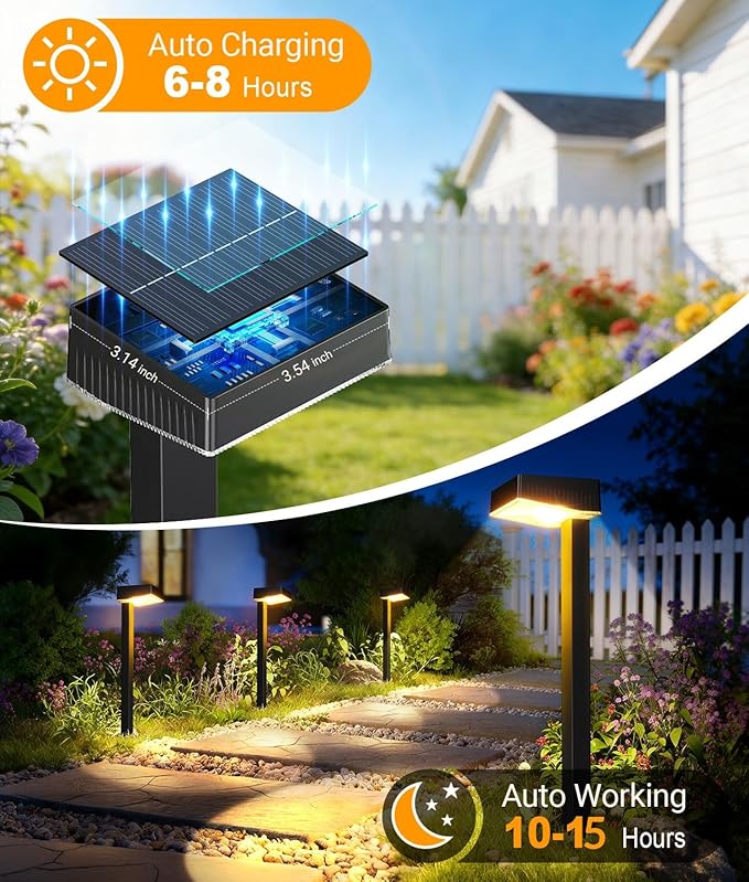 ELECLINK Solar Pathway Lights Outdoor, 12 Pack Garden Lights Solar Powered Path Lights with Bigger LED Lens, 2 Light Modes Waterproof Outdoor Solar Light for Yard Driveway Walkway Landscape Patio Lawn