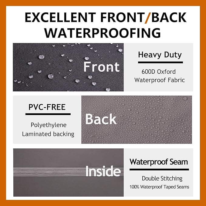 Heavy Duty Outdoor Sectional Sofa Cover, 115"X115" Waterproof 600D Oxford Patio Sectional Couch Cover, Lawn Patio Furniture Winter Cover, Storm Grey