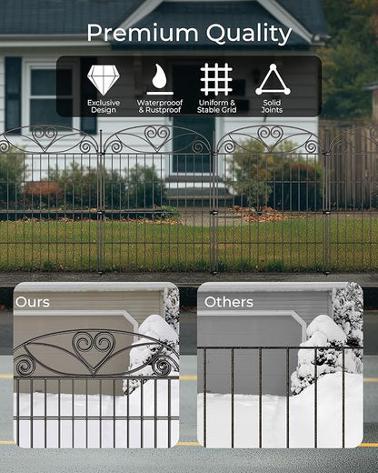 10 Panels No Dig Decorative Outdoor Garden Fence with Gate, 32 in(H) X 23.6 ft(L) Animal Barrier Fencing, Rustproof Portable Fence, Temporary Dog Fence Outdoor for Yard, Outside, Backyard