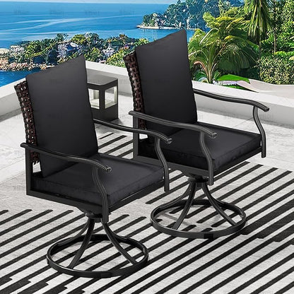 LEVELEVE 5 Piece Outdoor Patio Dining Set with 4 Swivel Dining Chairs & 1 Large Round Dining Table,Bistro Furniture Set for Lawn, Garden, Deck, Backyard and Porch