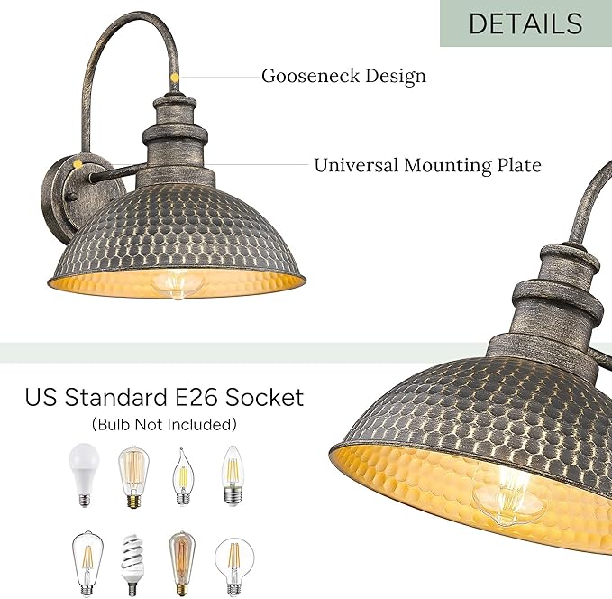 Outdoor Farmhouse Barn Lights, Anti-Rust Outdoor Wall Sconce, Exterior Wall Lights, Front Door Mounted Lighting Fixture,Vintage Outside Lighting for Porch,Garage,Patio (Vintage Bronze, 6 Pack)