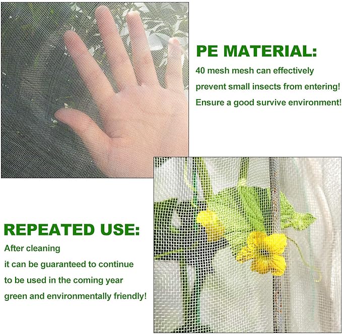 4Pcs Bird Barrier Mesh, Plant Netting with Zipper and Drawstring, Garden Netting to Protect Fruit from Birds, Tree Netting for Cicadas