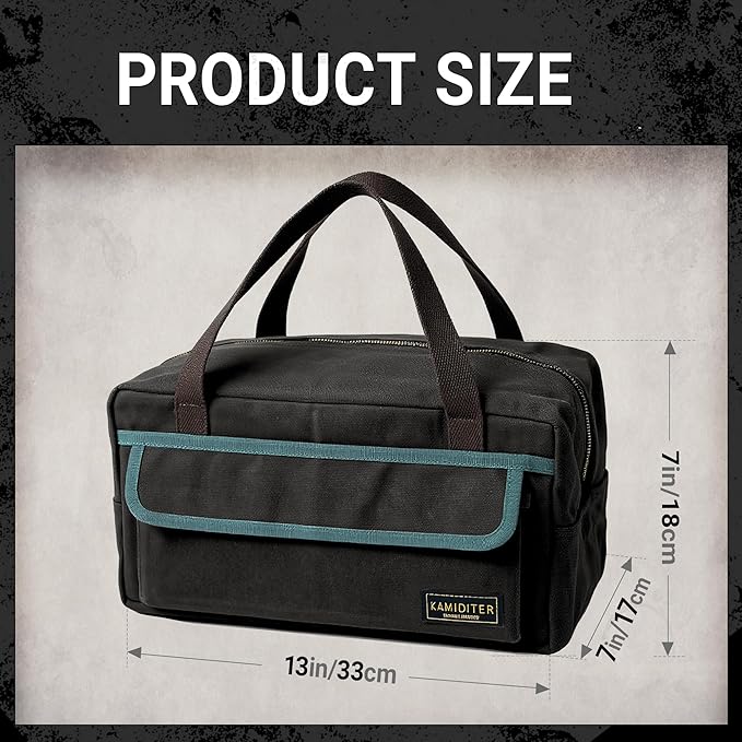Small Canvas Duffle Bag, Water-Resistant, Main Compartment with 4 Interior Open Pockets Gear Bag (Black)