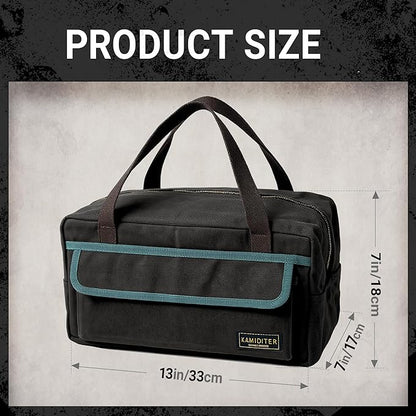 Small Canvas Duffle Bag, Water-Resistant, Main Compartment with 4 Interior Open Pockets Gear Bag (Black)