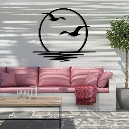 Sunrise Metal Wall Art, Sunset Metal Wall Decor for Living Room, Sunshine Line Art Home Decor Outdoor Indoor, Sun Design Modern Artwork for Walls, Abstract Sunset Wall Decor, Housewarming Gifts