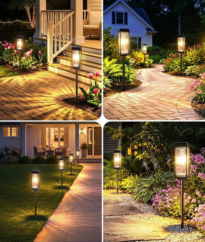 ELECLINK Solar Pathway Lights Outdoor, 4 Pack Upgraded Solar Lights Outdoor Waterproof, Bright Up to 15 Hrs Auto On/Off Garden Light for Yard Patio Lawn Path Walkway Driveway Outside Decor