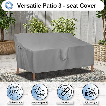 OutdoorLines Outdoor Waterproof Patio 3-Seater Couch Cover - UV Resistant Patio Sofa Furniture Covers Weatherproof Heavy Duty Glider Covers for Outdoor Furniture, 76Wx32.5Dx33H Inches, Gray