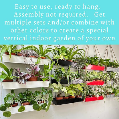 LaLaGreen Hanging Wall Planter - 16 Inch Three Tier Plant Hanger for Succulent Indoor Herb Planter Metal Wall Plant Holder Bright Red Christmas Decor, Vertical Garden Hanging Planter Shelf Outdoor
