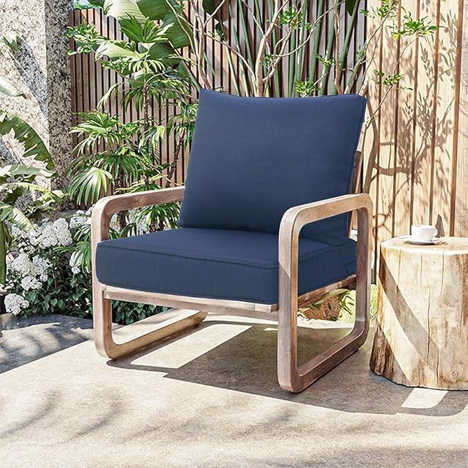 COZYVIDA Outdoor/Indoor 24x27.5 inch Deep Seat Patio Cushions Set of 2 Resilient Foam Filling Water Repellent Stain-Resistant UV Resistant Weather Resistant Patio Cushions Midnight