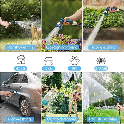 Non-Expanding Garden Hose 25 ft, Kink Free Flexible Water Hose with 10-Pattern Spray Nozzle, Lightweight Hose Pipe, Leak Proof, 3/4" Swivel Connectors, Super Fabric, Portable Storage Strap