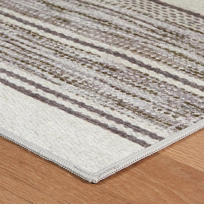 Dash & Albert Ellington Stripe Grey Machine Washable Rug, 6 X 9 Feet, Grey Stripe Pattern
