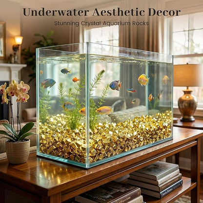 DomeStar 150PCS Gold Acrylic Ice Rocks – Faux Gems Nuggets Vase Fillers Pot of Gold, Glitter Party Decorations, DIY Crafts & Table Scatter