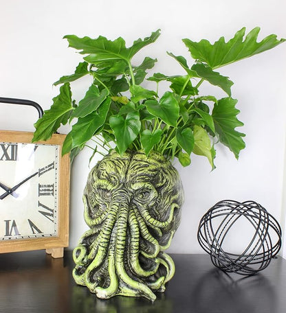 Toy Vault Cthulhu Planter Pot (11-Inch); Large Monster Resin Planter Inspired by H.P. Lovecraft