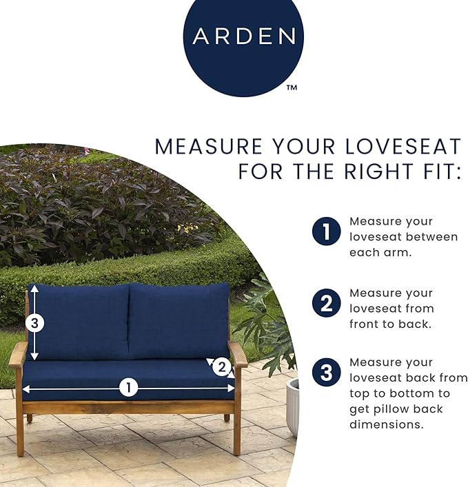 Arden Outdoor Loveseat Cushion Set, 48 x 24, Water Repellent, Fade Resistant, Cushion Set for Couch, Bench, and Swing, Black Cabana Stripe