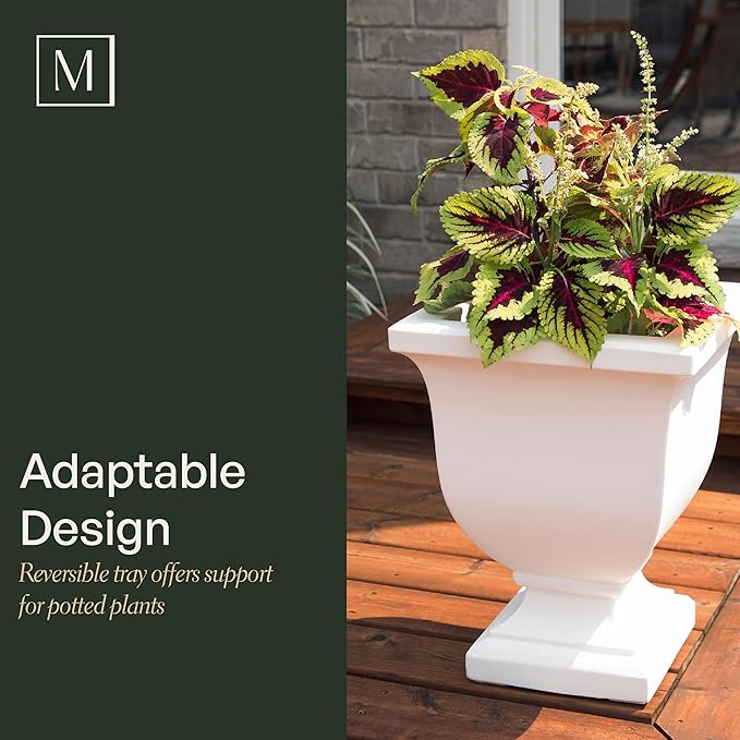 Mayne Inc. Augusta 20in Tall Planter - Black - 15in L x 15in W x 20in H - with Built-in Water Reservoir (5893-B)