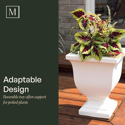 Mayne Inc. Augusta 20in Tall Planter - Black - 15in L x 15in W x 20in H - with Built-in Water Reservoir (5893-B)