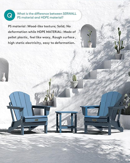 SERWALL Folding Adirondack Chair Patio Chair Lawn Chair Outdoor Adirondack Chairs Set of 6 Weather Resistant for Patio Deck Garden, Backyard Deck, Fire Pit - Blue