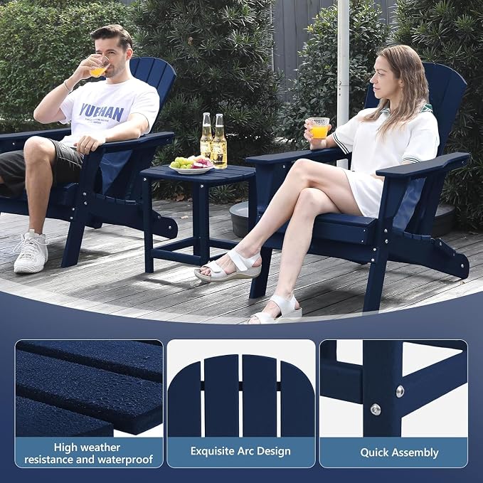 Adirondack Square Outdoor Side Table,2-Tier Storage Patio Side Table with Weatherproof HDPE Material Low