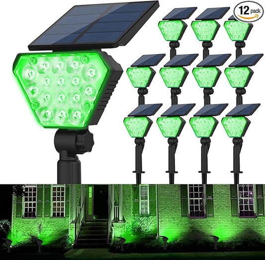 T-SUN Solar Lights Outdoor Waterproof IP65, 12 Pack LED Solar Spot Lights Color Changing IP65 Waterproof Smart Auto On/Off for Outside Landscape Garden Yard Lawn Pathway Patio Driveway