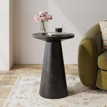 Christopher Knight Home Mongi 23.23" H MGO Indoor Outdoor Side Table, Patio Decorative Mushroom-Shaped End Table, Round Top Lightweight Concrete Garden Stool for Patio Balcony, No Assembly, Black