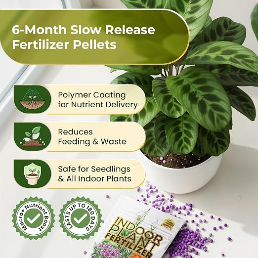 Indoor Plant Fertilizer Pellets 18-6-8 Slow Release Macro+ Formula – Long-Lasting Plant Fertilizer for Seedlings & Mature Plants | Multi-Purpose Blend & Gardening Supply, 5.2 oz Resealable Bag