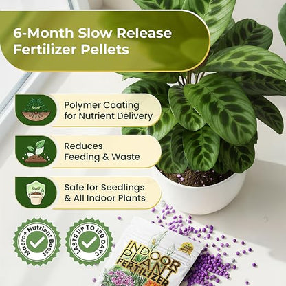 Indoor Plant Fertilizer Pellets 18-6-8 Slow Release Macro+ Formula – Long-Lasting Plant Fertilizer for Seedlings & Mature Plants | Multi-Purpose Blend & Gardening Supply, 5.2 oz Resealable Bag