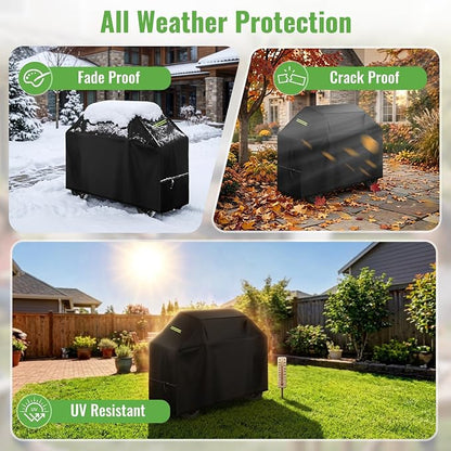 Grill Cover for Backyard & Gas Grills - 55×24×43 Inch Heavy Duty Waterproof, Windproof Buckles & Night Vision Handles