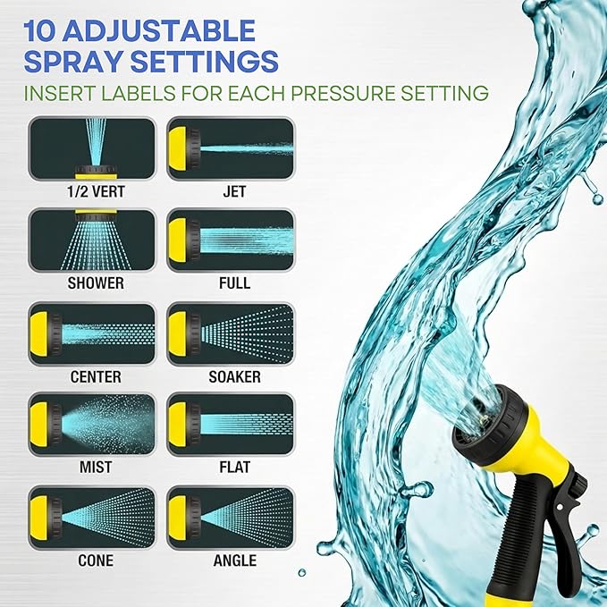 J&B XpandaHose 50ft Expandable Garden Hose – Ultra-Strong 3750D, 4-Layer Latex Core, Brass 3/4" Connectors, 10-Pattern Nozzle & Storage Bag – Lightweight, Kink-Reducing, Leak-Resistant