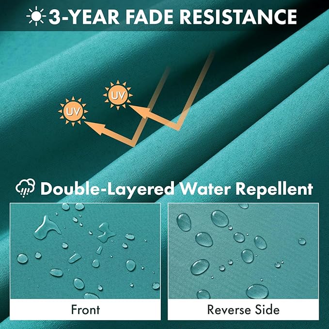 MIULEE Turquoise Outdoor Chair Cushions Set of 2, 24x24x4 Inch Waterproof Patio Seat Cushions for Outdoor Furniture Couch Sofa, 3 Year Color Fastness High Density Foam with Adjustable Ties
