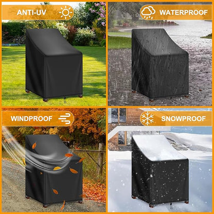 Kipiea Patio Chair Covers Waterproof Winter - Heavy Duty Lawn Outdoor Furniture Chair Covers with Anti UV and No Tears, No Fading (25.5" W x 25.5" D x 47" H)