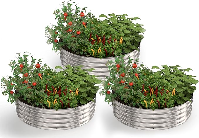 Utopia Home Galvanized Raised Garden Bed Kit 2x2x1 Ft, Planter Box Round Raised Garden Beds Outdoor, Easy Assembly Metal Raised Bed for Gardening Vegetables, Fruits, Flowers, Pack of 1, Silver