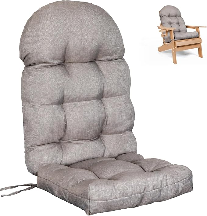 Adirondack Chair Cushion, Outdoor Rocking Chair Water Resistant Glider Rocker Chairs Replacement Cushions Set with Straps, 44''L x 19''W x 4''H