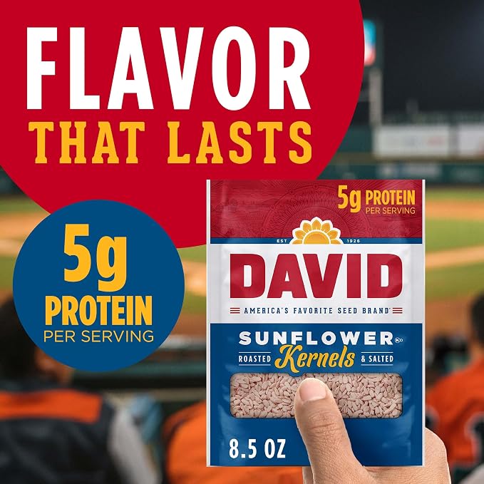 DAVID Sunflower Kernels, Original Flavor, 8.5 oz. (Pack of 12)