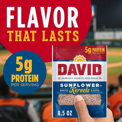 DAVID Sunflower Kernels, Original Flavor, 8.5 oz. (Pack of 12)