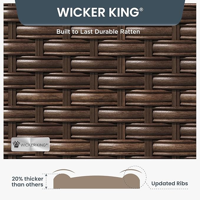 PHI VILLA 9-Piece Outdoor Wicker Furniture Set with 4-inch Thick Cushions, High Back Wicker Sofa for Deck, Yard, and Poolside in Elegant Beige (3 Seat Style)