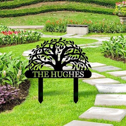 Personalized Custom Tree of Life Metal Family Name Sign - Outdoor Yard Decor, Garden Art Gift